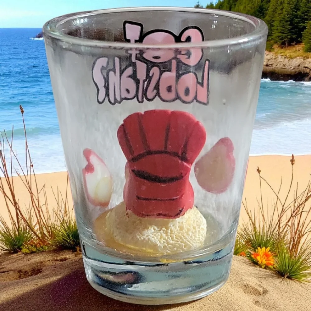 Vtg 90s Whimsical 3D Got Lobstah? Maine Bar Tavern Ocean Sea Lobster Shot Glass